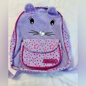Laura Ashley Girls Critter Cat Kitten purple and pink Mini Backpack.